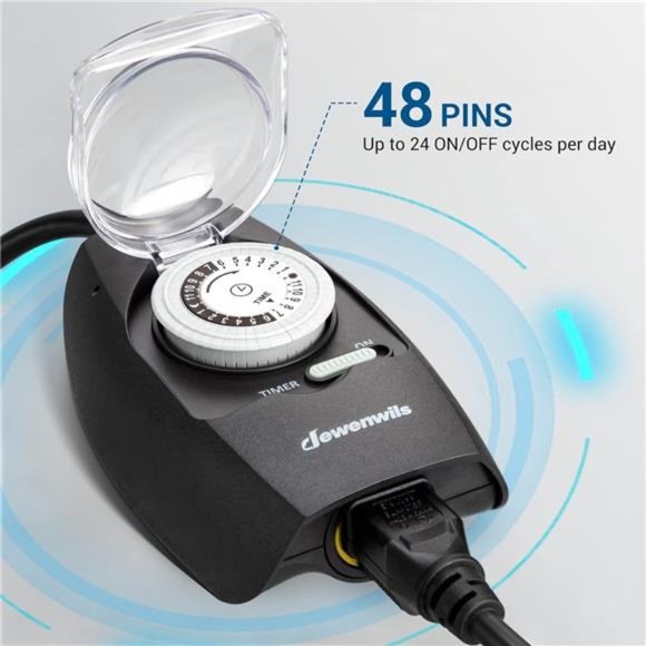 DEWENWILS Outdoor Light Timer Waterproof, 24-Hour Programmable Plug in Timer - Picture 3 of 7